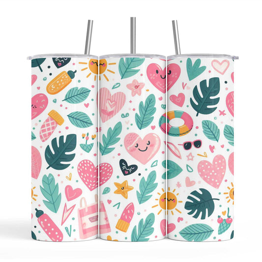 Kawaii Hearts & Sunshine 20oz Tumbler with Straw