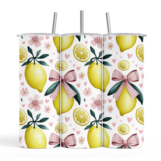 Lemon Gingham 20oz Tumbler with Straw