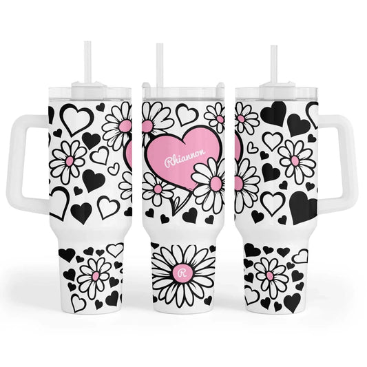 Personalised Daisy Hearts - 40oz Maxi Cup