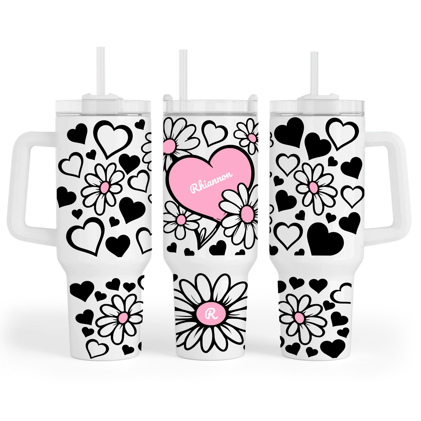Personalised Daisy Hearts - 40oz Maxi Cup