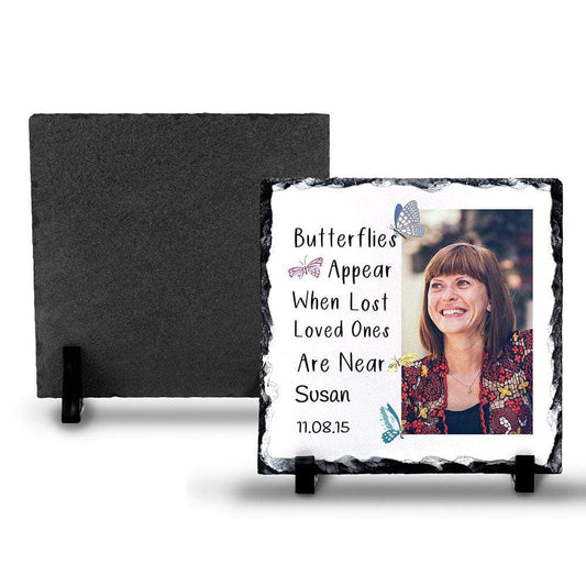 Butterflies Appear Personalised Memorial Photo Slate