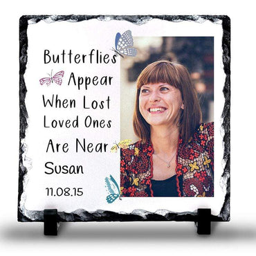 Butterflies Appear Personalised Memorial Photo Slate