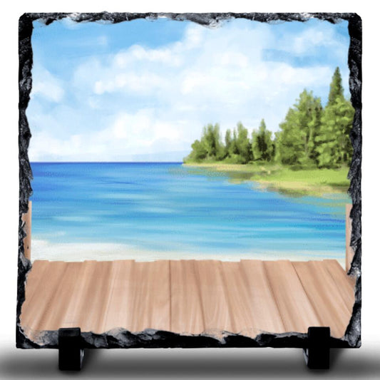 Mother & Daughter Sea View Rock Slate