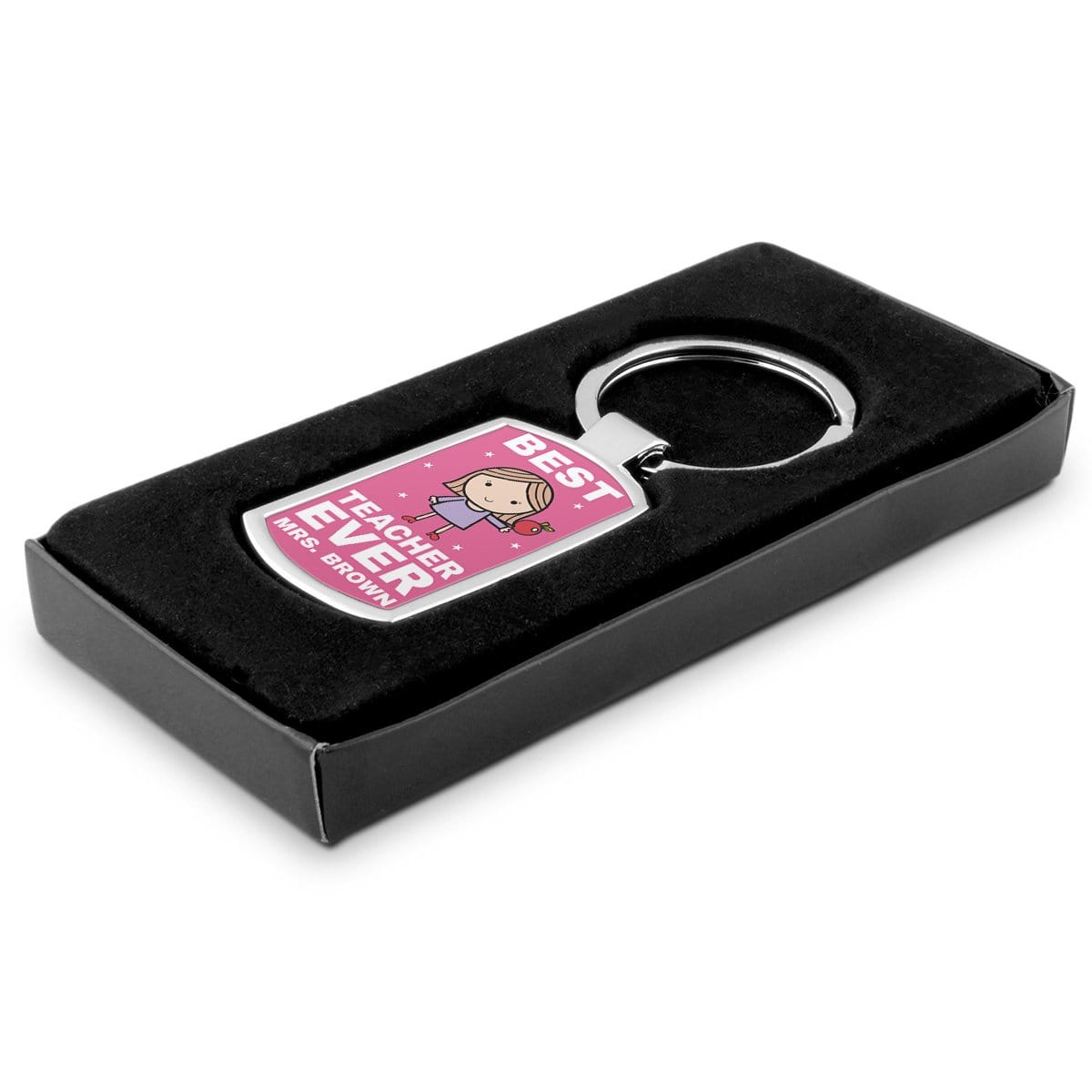 Personalised Pink Best Teacher Ever Keyring