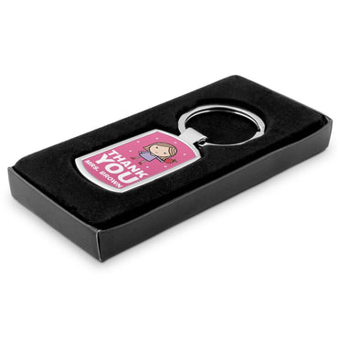 Personalised Pink Thank You Keyring