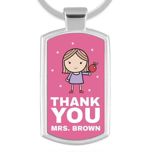 Personalised Pink Thank You Keyring
