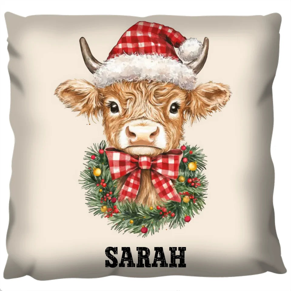 Christmas Cow Personalised Cushion