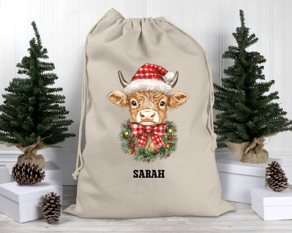 Christmas Cow Personalised Santa Sack