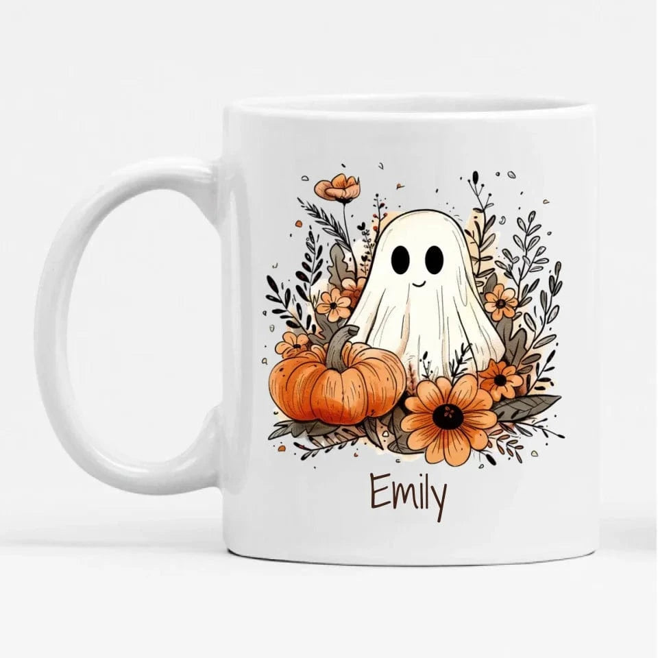 Cute Ghost & Pumpkin Personalised Mug