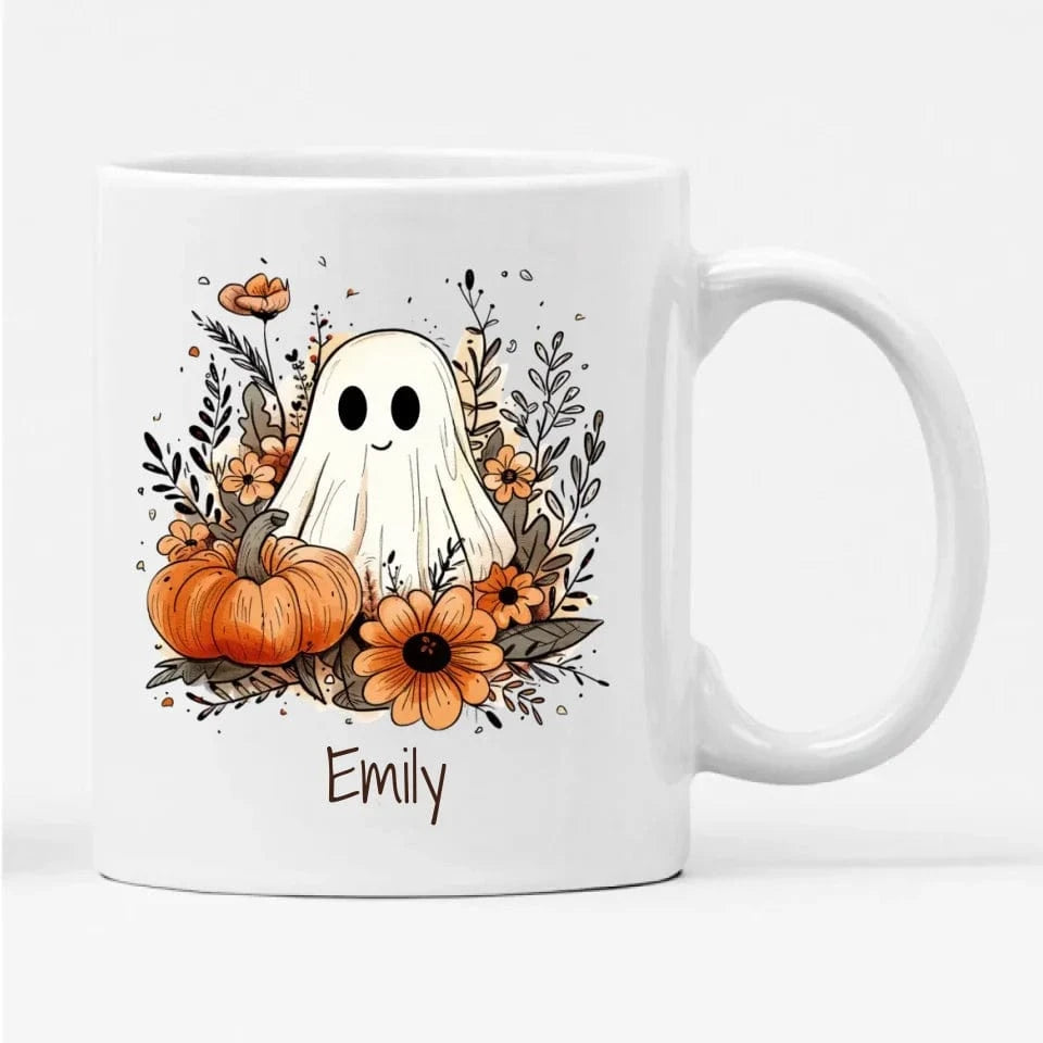 Cute Ghost & Pumpkin Personalised Mug