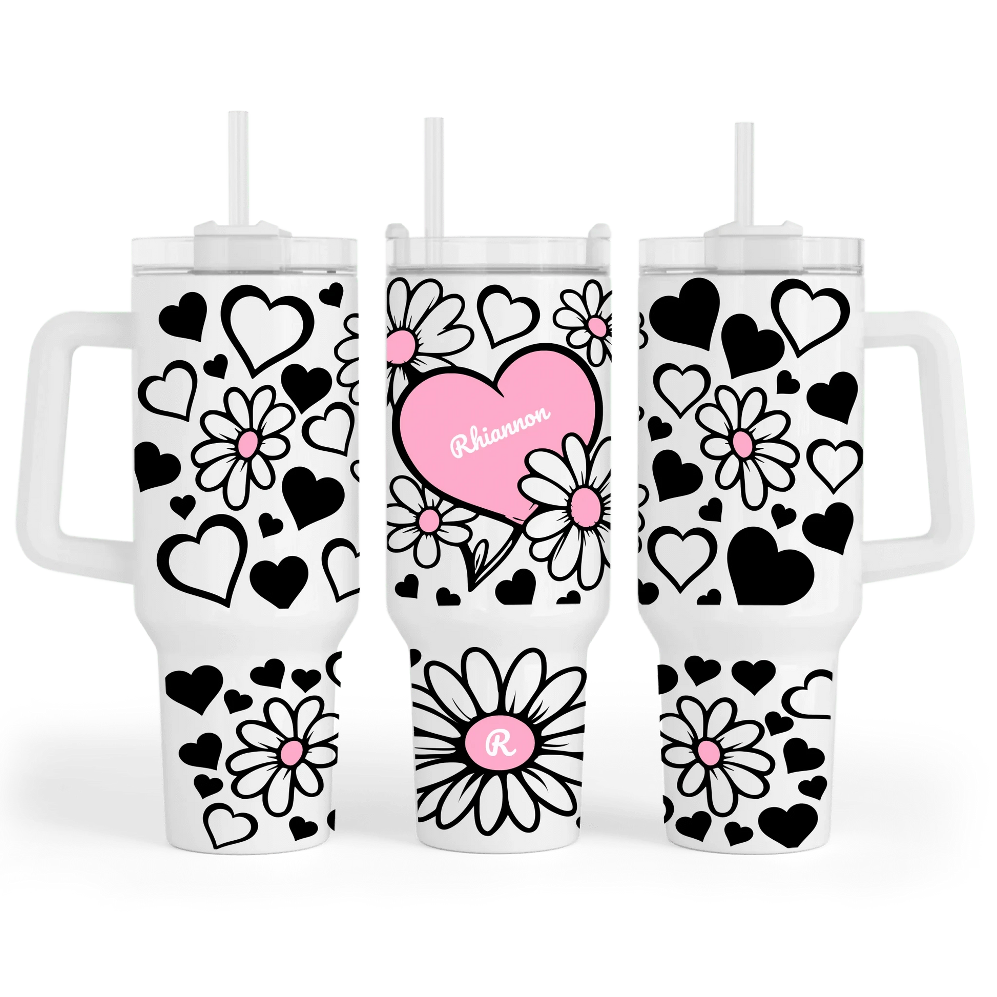 Personalised Daisy Hearts - 40oz Maxi Cup