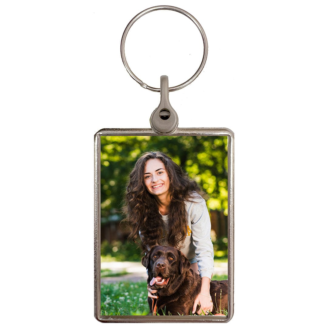 Photo Upload Crystal Dome Chrome Keyring