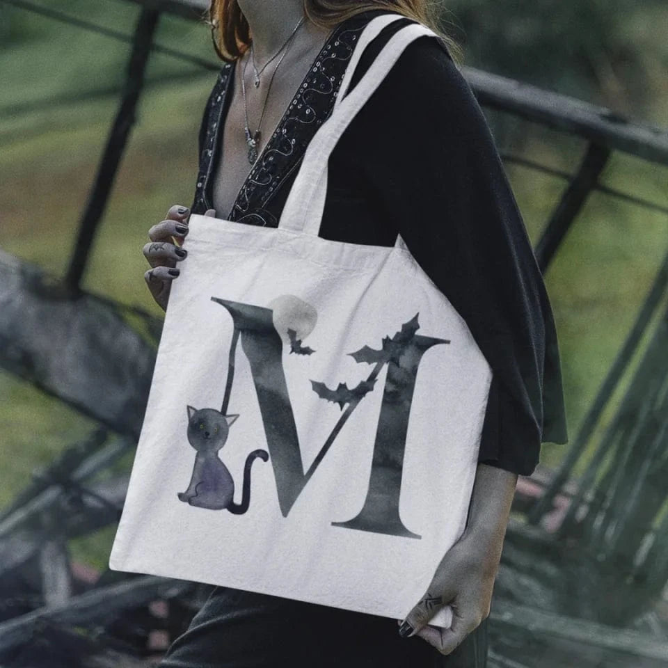 Watercolour Initial Halloween Tote Bag