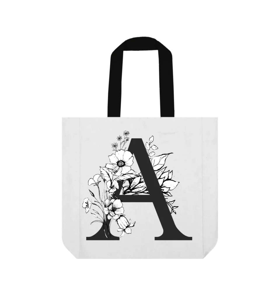 Wildflower Initial Tote Bag