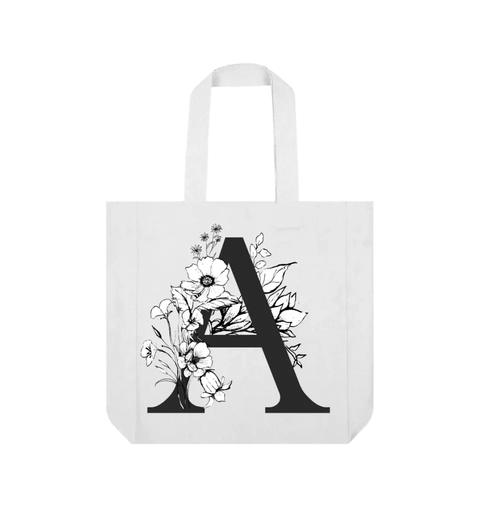 Wildflower Initial Tote Bag