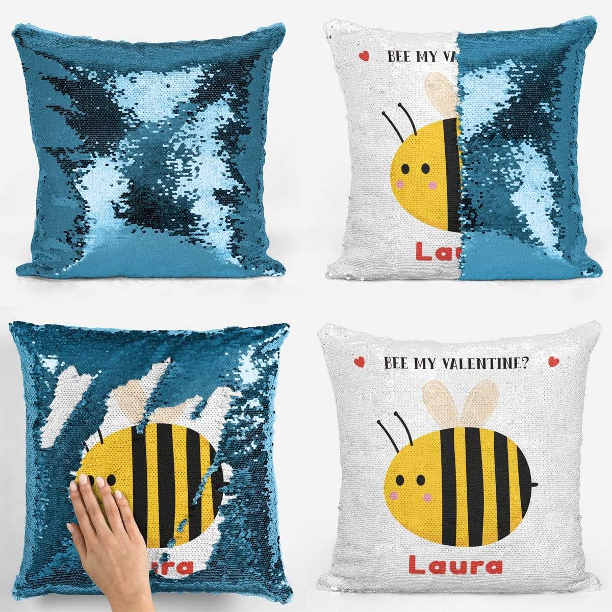 Bee My Valentine Sequin Cushion