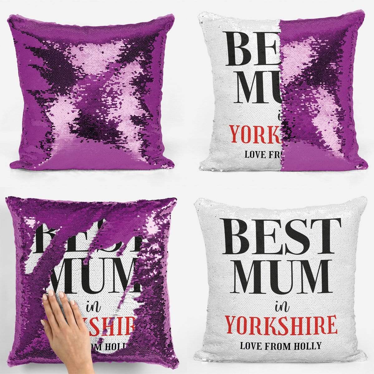 Best Mum In Personalised Sequin Magic Cushion