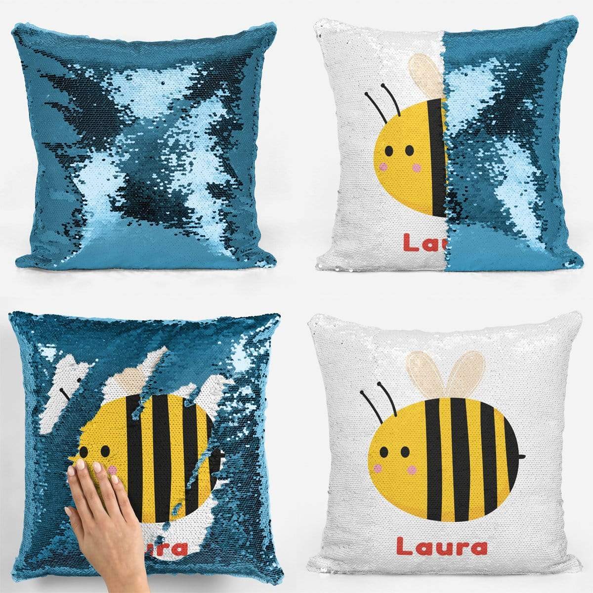 Bumble Bee Name Sequin Magic Cushion