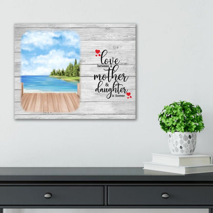 Love Between A Mother & Daughter Sea View Canvas Print