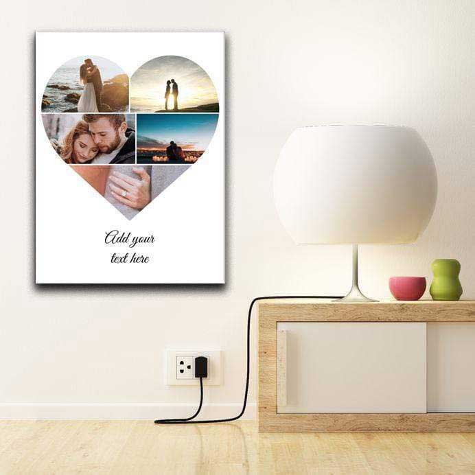 Love Heart Personalised Photo Collage Canvas