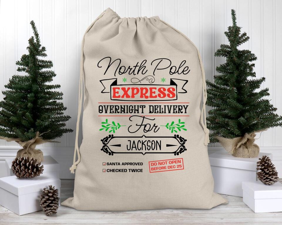 North Pole Express Overnight Delivery Santa Sack