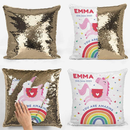 Unicorn You are Amazing Sequin Magic Cushion