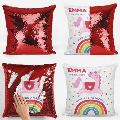Unicorn You are Amazing Sequin Magic Cushion