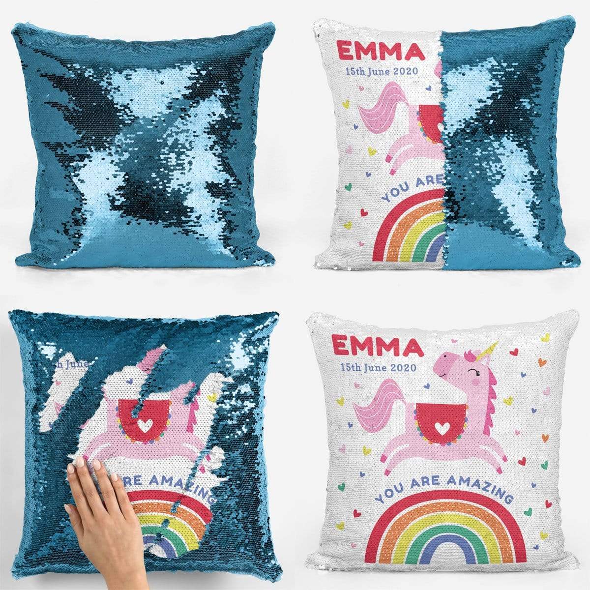 Unicorn You are Amazing Sequin Magic Cushion