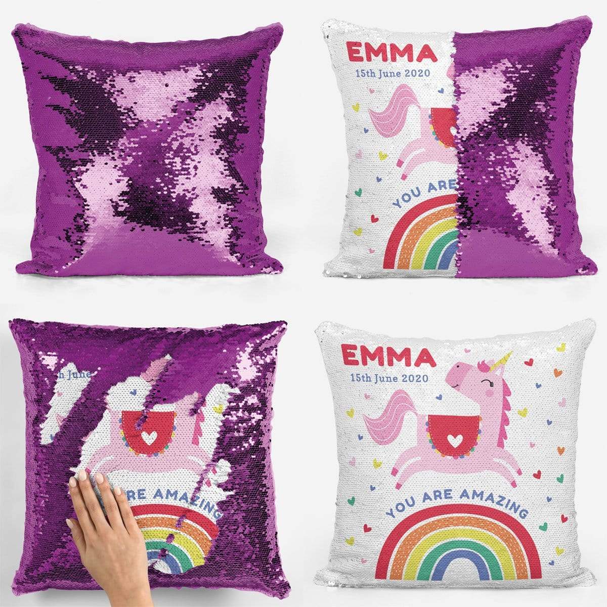 Unicorn You are Amazing Sequin Magic Cushion